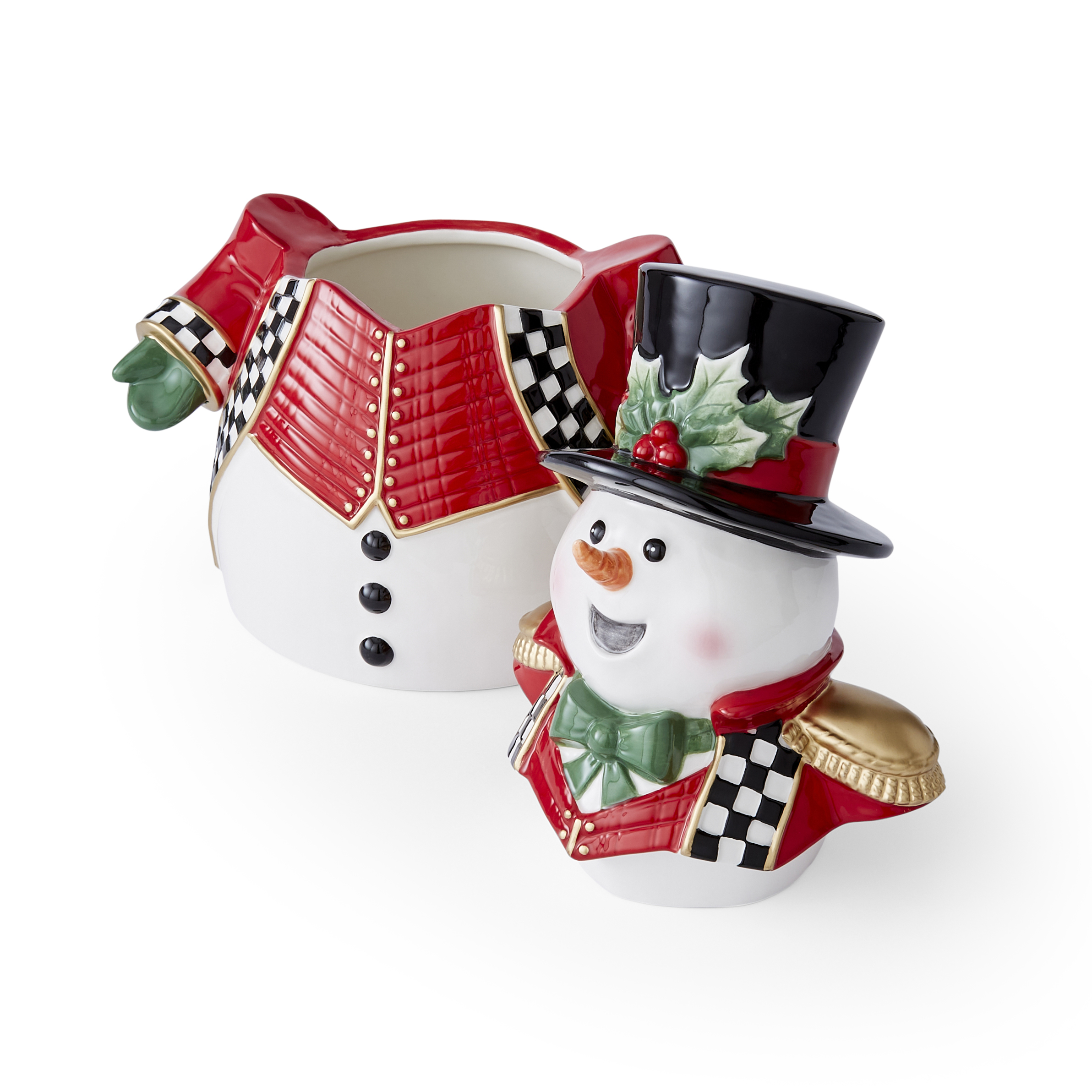 Christmas Tree Black and White Snowman Cookie Jar image number null